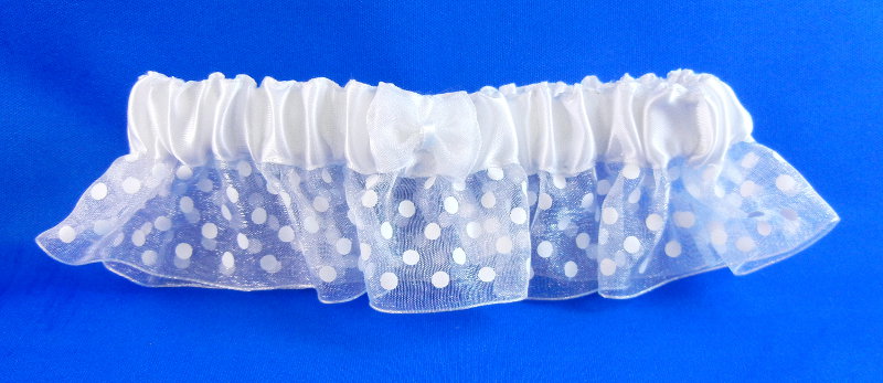 White Polka Dot Prom Garter